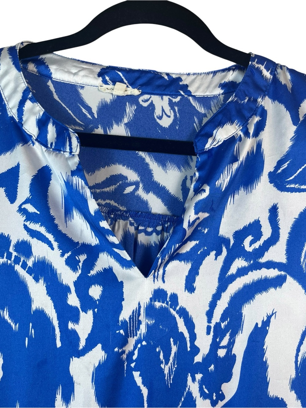 Jodiel Blue and White V-Neck Flutter Sleeve Tiered Swing Dress size L - Picture 8 of 12